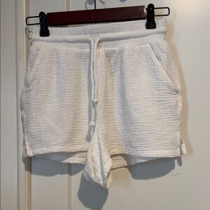 Women's White Textured Shorts